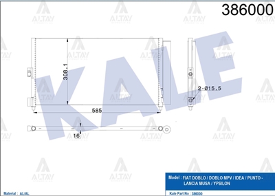 Fiat Punto Klima Radyatörü 1999-2009 Radyatör .3jtd .9jtd OEM 51804991